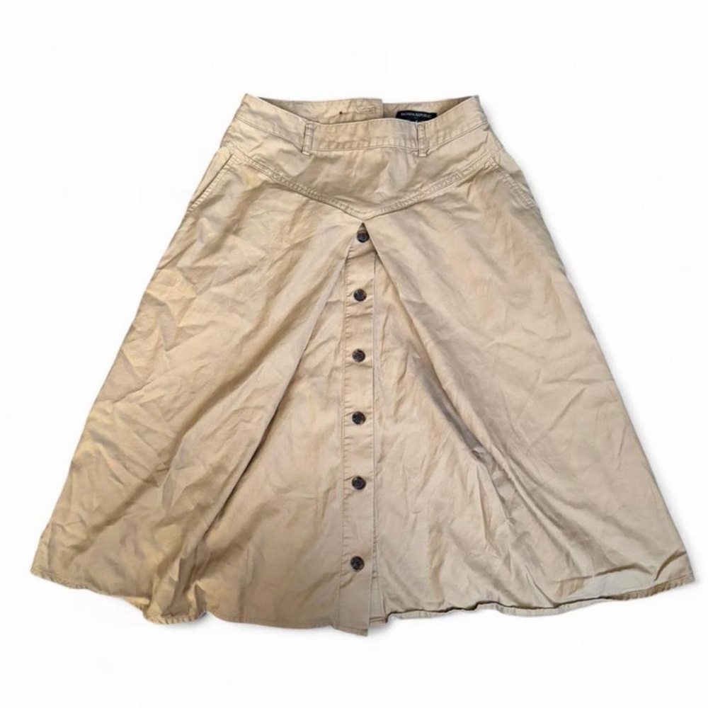 Banana Republic Tan Button-Front A-Line Skirt